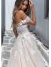 Off Shoulder Beaded Ivory Lace Shimmery Tulle Wedding Dress